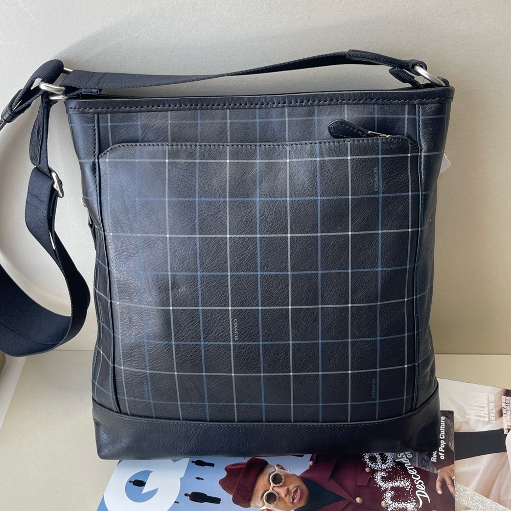 (new+tag) Coach F71757 Men/Unisex tech crossbody full leather black tattersall - Picture 11 of 16